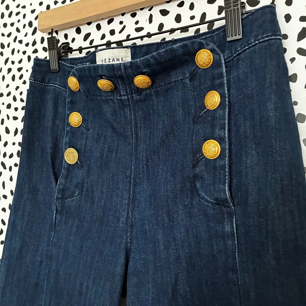 Sezane PARISIEN Denim sailor denim Size 36 EU / 4 US *button replaced* see pics - Picture 4 of 10